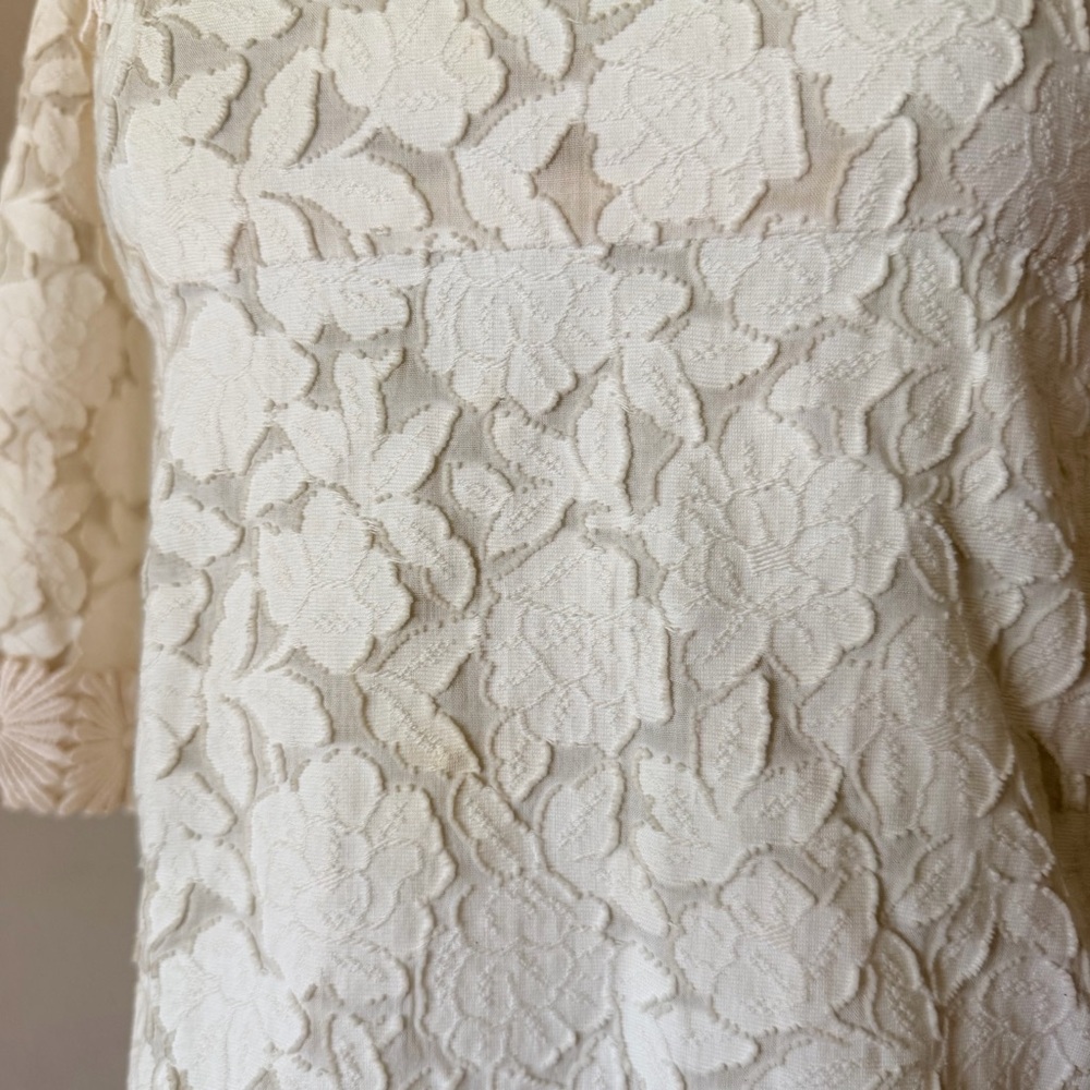 YSL Vintage Elegant Cream Lace Square-Neck Dress - Picture 3 of 11